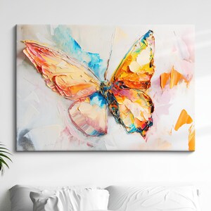 Colorful Butterfly Abstract Oil Painting Framed Print & Framed Canvas Portrait Wall Art Poster Home Decor Interior Butterfly Lover Gift
