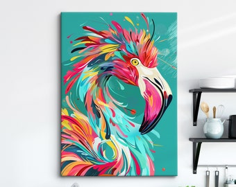 Colorful Flamingo Canvas Art - Vibrant Framed Wall Decor, Bold Wildlife Artwork, Perfect for Living Room or Bedroom, Gift for Animal Lovers