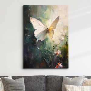 Colorful Butterfly Abstract Oil Painting Framed Print & Framed Canvas Portrait Wall Art Poster Home Decor Interior Butterfly Lover Gift