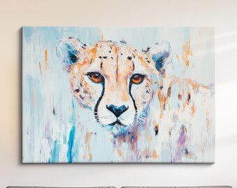 Cheetah Abstract Oil Painting Framed Print & Framed Canvas Large Sizes Wall Art Poster Animal Home Decor Interior Cheetah Gift Idea