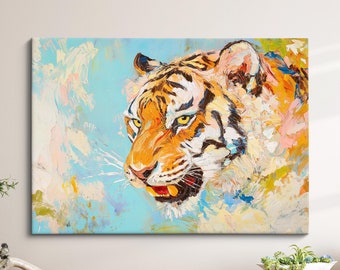 Tiger Abstract Oil Painting Framed Print & Framed Canvas Large Sizes Wall Art Poster Animal Home Decor Interior Tiger Gift Idea