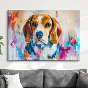 Beagle Abstract Oil Painting Framed Print & Framed Canvas Large Sizes Wall Art Poster Pet Luxury Home Decor Interior Dog Lover Gift Idea