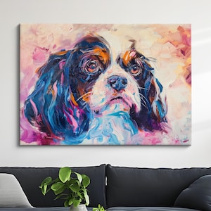 King Charles Spaniel Abstract Oil Painting Framed Print & Framed Canvas Large Sizes Luxury Wall Art Poster Pet Home Decor Interior Dog Gift
