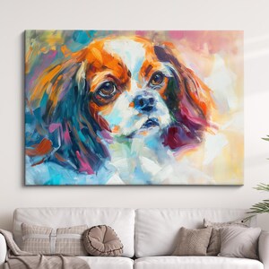 King Charles Spaniel Abstract Oil Painting Framed Print & Framed Canvas Large Sizes Luxury Wall Art Poster Pet Home Decor Interior Dog Gift