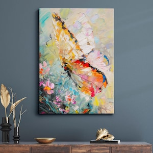 Colorful Butterfly Abstract Oil Painting Framed Print & Framed Canvas Portrait Wall Art Poster Home Decor Interior Butterfly Lover Gift