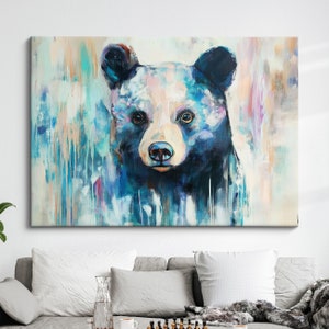 Bear Abstract Oil Painting Framed Print & Framed Canvas Large Sizes Wall Art Poster Animal Luxury Home Decor Interior Bear Gift Idea