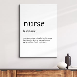 Nurse Funny Definition Dictionary Quote Minimalist Framed Print & Framed Canvas Wall Art Poster Home Decor Interior Funny Gift For Nurses