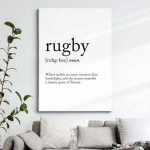 Rugby Definition Dictionary Funny Sports Quote Minimalist Framed Print & Framed Canvas Wall Art Poster Home Decor Interior Rugby Gift