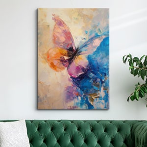 Colorful Butterfly Abstract Oil Painting Framed Print & Framed Canvas Portrait Wall Art Poster Home Decor Interior Butterfly Lover Gift