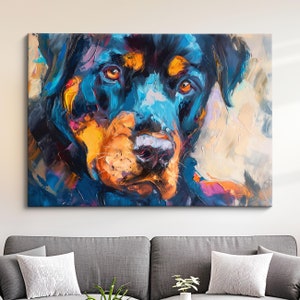 Rottweiler Abstract Oil Painting Framed Print & Framed Canvas Large Sizes Wall Art Poster Pet Luxury Home Decor Interior Dog Lover Gift Idea