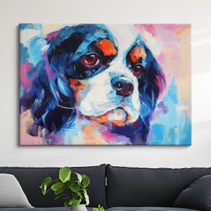 King Charles Spaniel Abstract Oil Painting Framed Print & Framed Canvas Large Sizes Luxury Wall Art Poster Pet Home Decor Interior Dog Gift