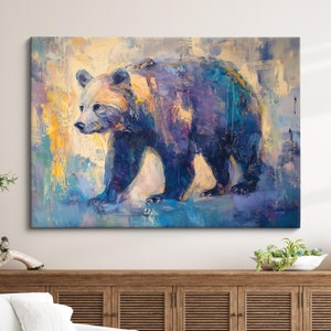 Bear Abstract Oil Painting Framed Print & Framed Canvas Large Sizes Wall Art Poster Animal Luxury Home Decor Interior Bear Gift Idea