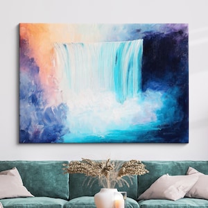 Niagara Falls Abstract Oil Painting Framed Print & Framed Canvas Large Sizes Wall Art Poster Travel Home Decor Interior Waterfall Gift Idea