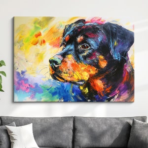 Rottweiler Abstract Oil Painting Framed Print & Framed Canvas Large Sizes Wall Art Poster Pet Luxury Home Decor Interior Dog Lover Gift Idea