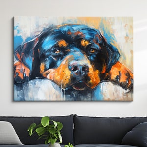 Rottweiler Abstract Oil Painting Framed Print & Framed Canvas Large Sizes Wall Art Poster Pet Luxury Home Decor Interior Dog Lover Gift Idea