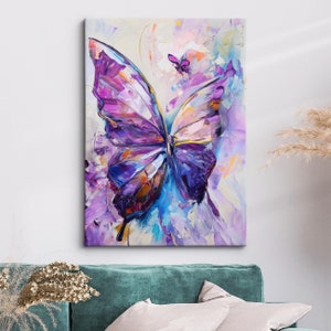 Colorful Butterfly Abstract Oil Painting Framed Print & Framed Canvas Portrait Wall Art Poster Home Decor Interior Butterfly Lover Gift