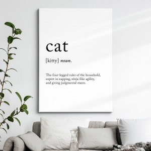 Cat Funny Definition Dictionary Quote Minimalist Framed Print & Framed Canvas Wall Art Poster Home Decor Interior Pet Gifts For Cat Lovers