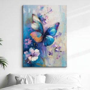 Colorful Butterfly Abstract Oil Painting Framed Print & Framed Canvas Portrait Wall Art Poster Home Decor Interior Butterfly Lover Gift