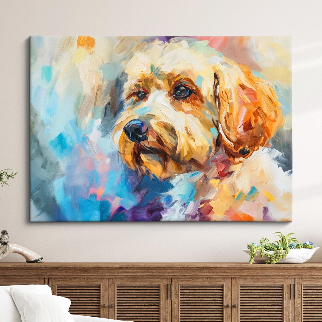 Cockapoo Abstract Oil Painting Framed Print & Framed Canvas Large Sizes ...