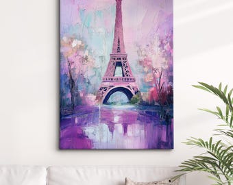 Paris Eiffel Tower Abstract Oil Painting Framed Print & Framed Canvas Large Sizes Wall Art Poster Travel France Home Decor Interior Gift