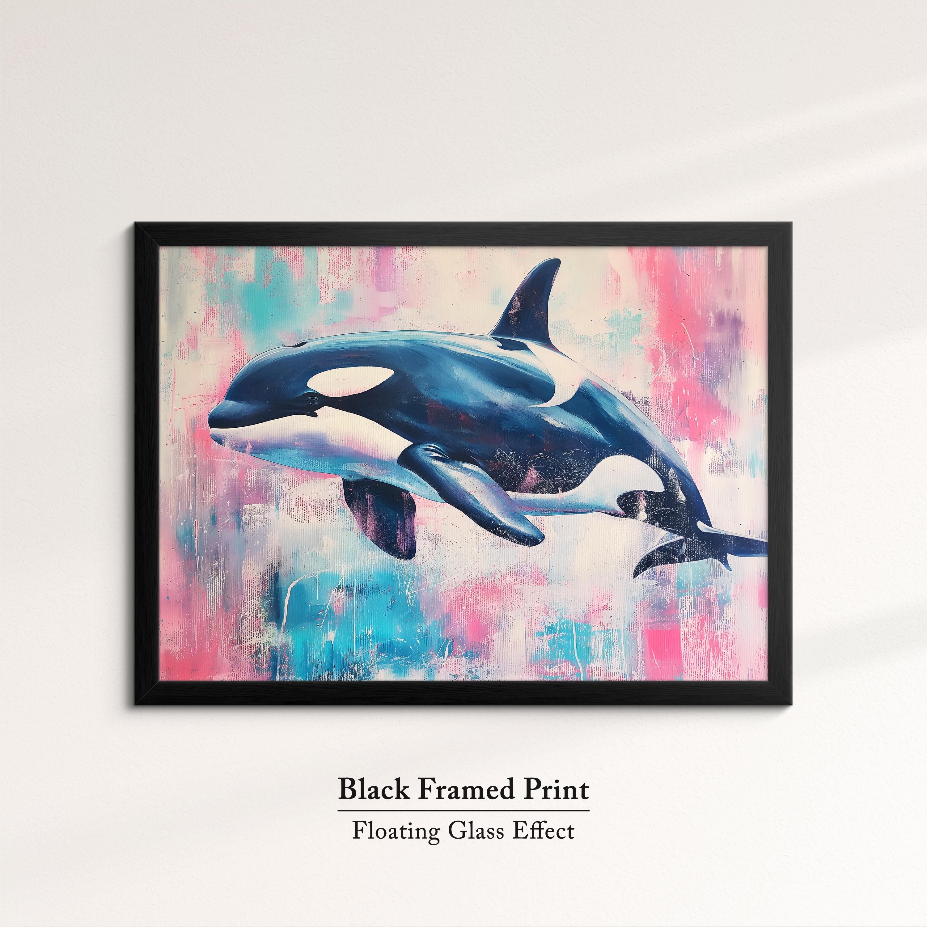 Orca Abstract Pastel Oil Painting Framed Print & Framed Canvas Large ...