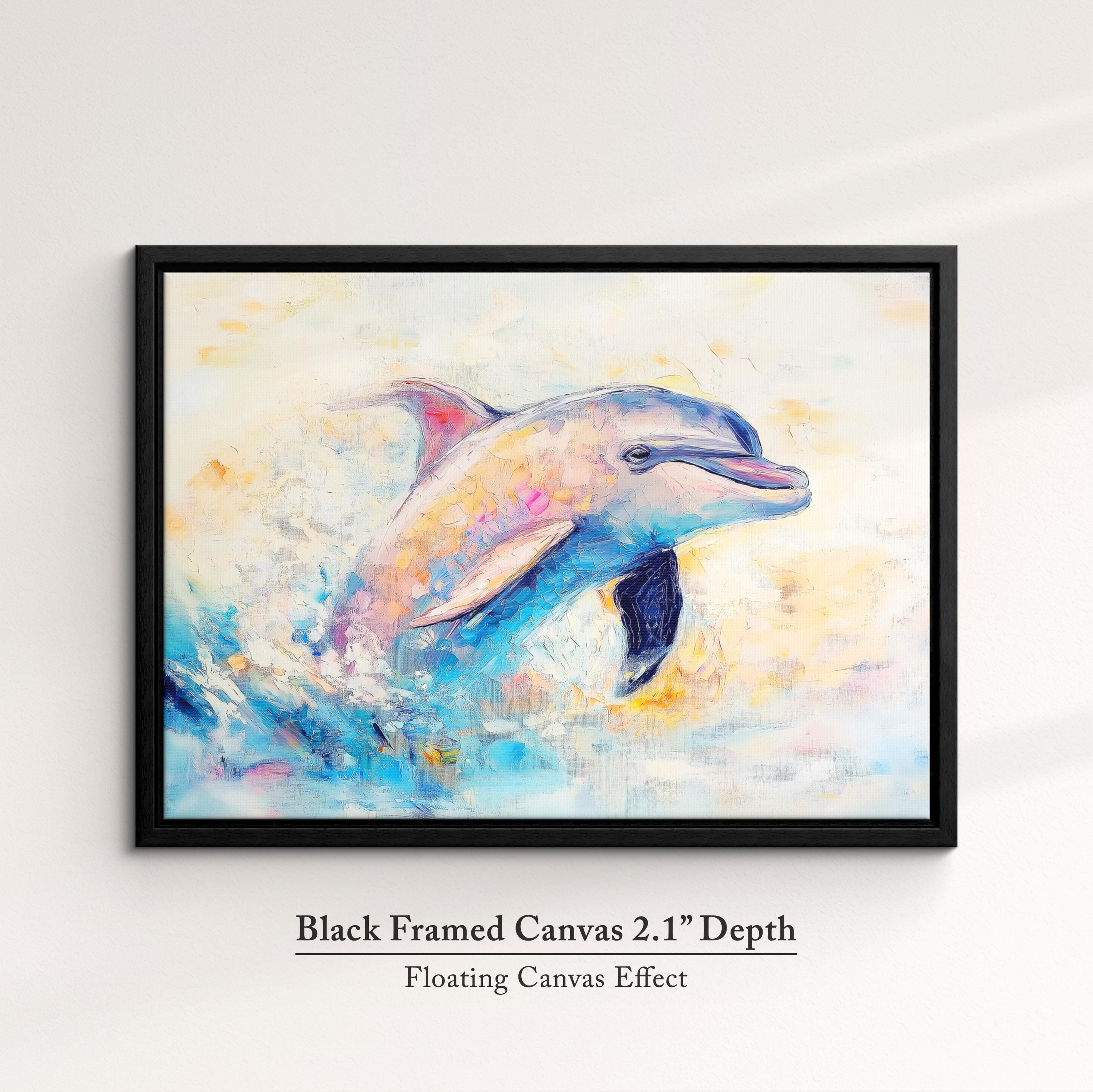 Dolphin Abstract Oil Painting Framed Print & Framed Canvas Large Sizes ...