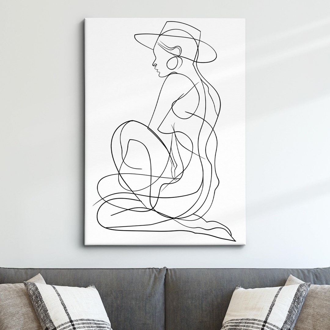 Minimalist Woman Full Body Line Art Framed Print & Framed Canvas Female ...