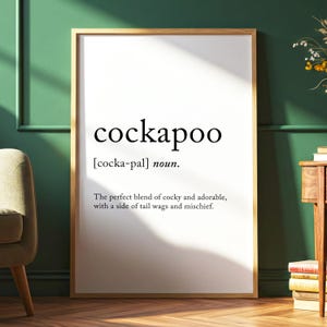 Cockapoo Funny Definition Quote Wall Art · Minimalist Home Decor · Large Wall Decor · Framed Poster Print & Canvas Cockapoo Gifts
