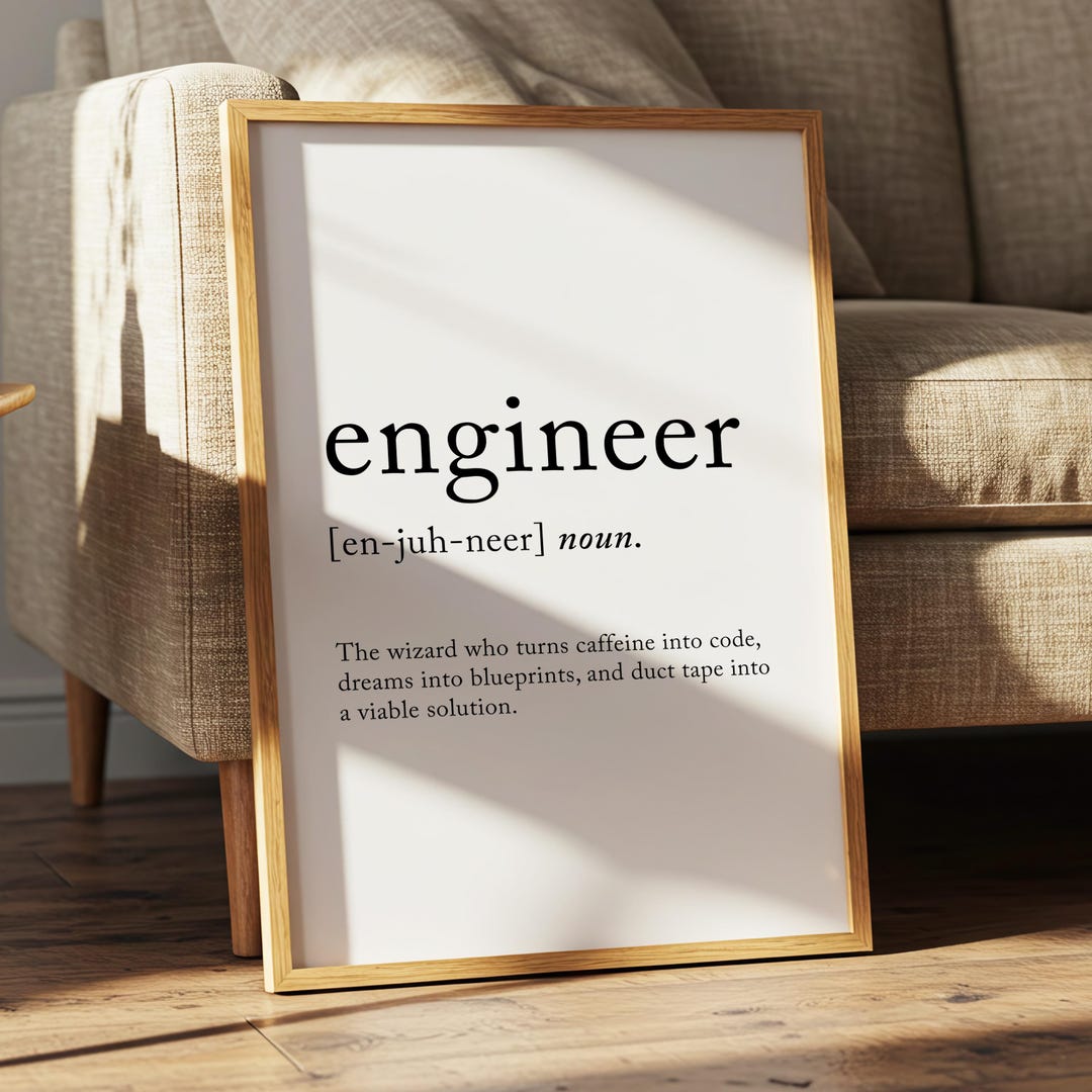 Engineer Funny Definition Quote Wall Art · Minimalist Home Decor ...