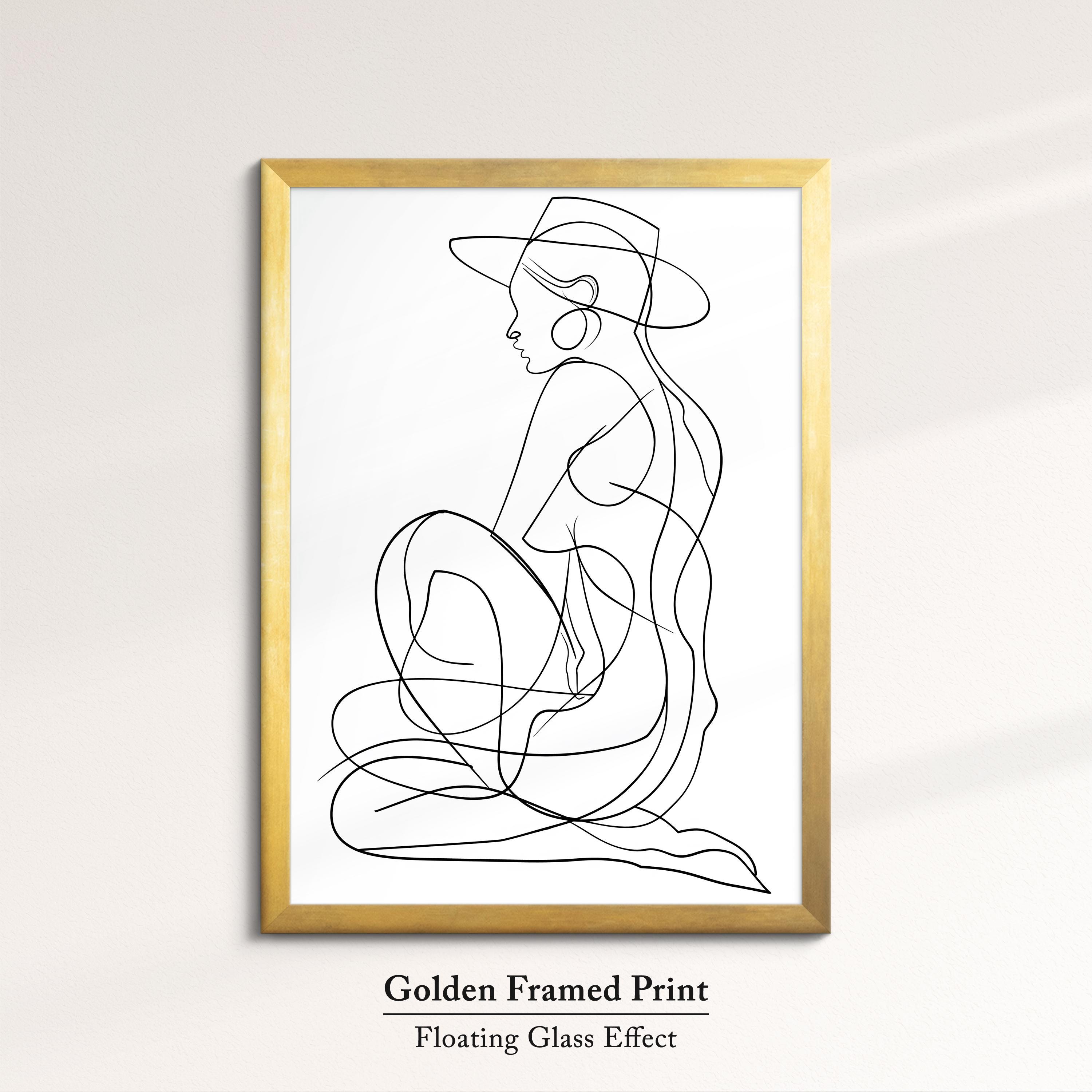Minimalist Woman Full Body Line Art Framed Print & Framed Canvas Female ...
