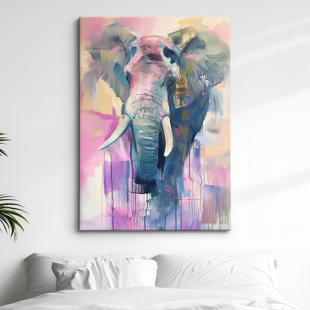 Colorful Elephant Abstract Oil Painting Framed Print & Framed Canvas ...
