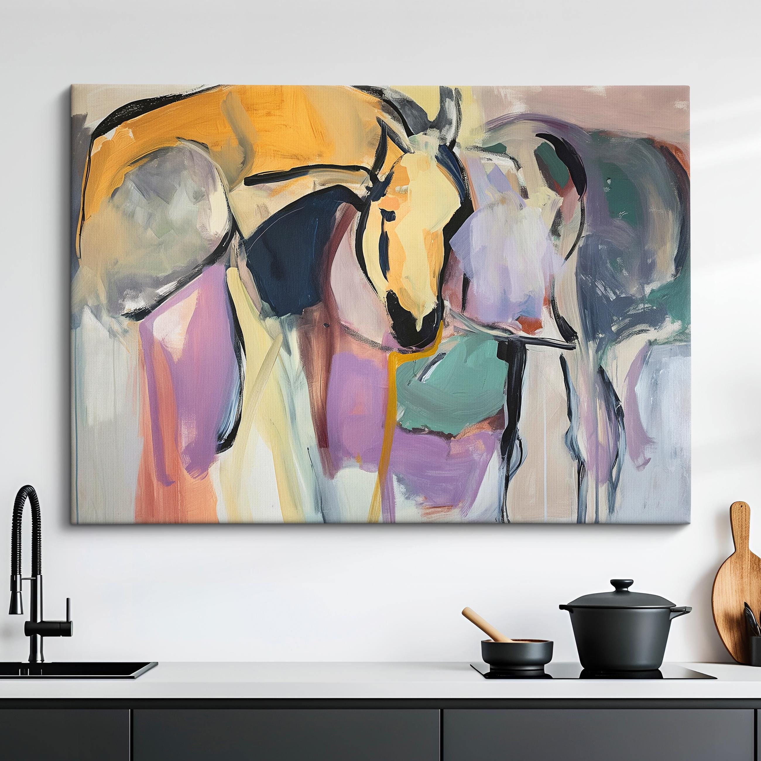 Horse Abstract Oil Painting Framed Print & Framed Canvas Large Luxury Animal Wall Art Poster Home Decor Interior Horse Lover Gifts