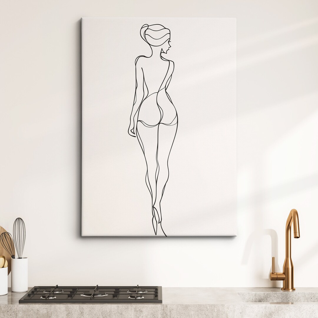 Minimalist Woman Full Body Line Art Framed Print & Framed Canvas Female ...