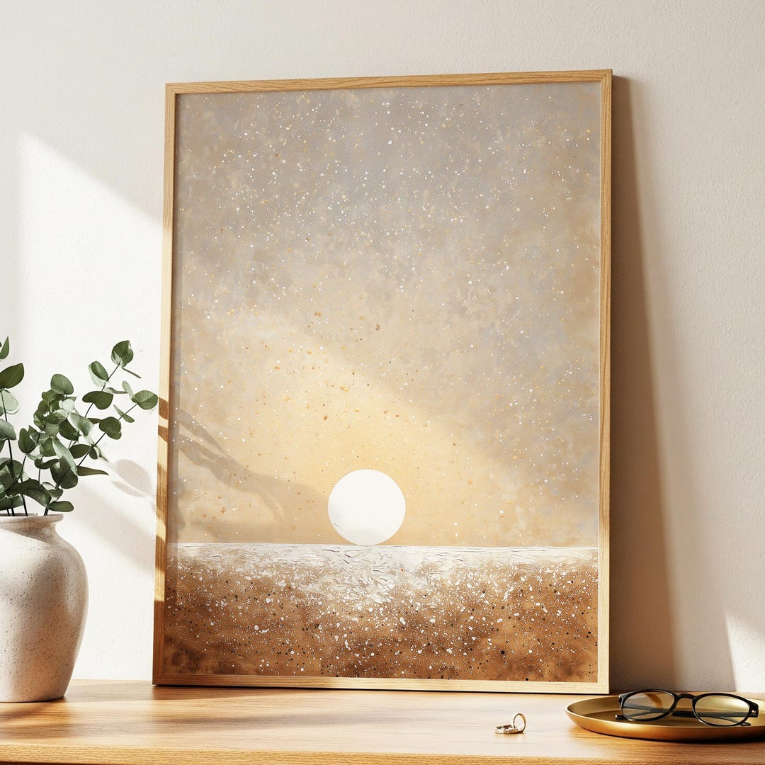 Beige Sunset Wall Art · Minimalist Abstract Landscape Painting ...