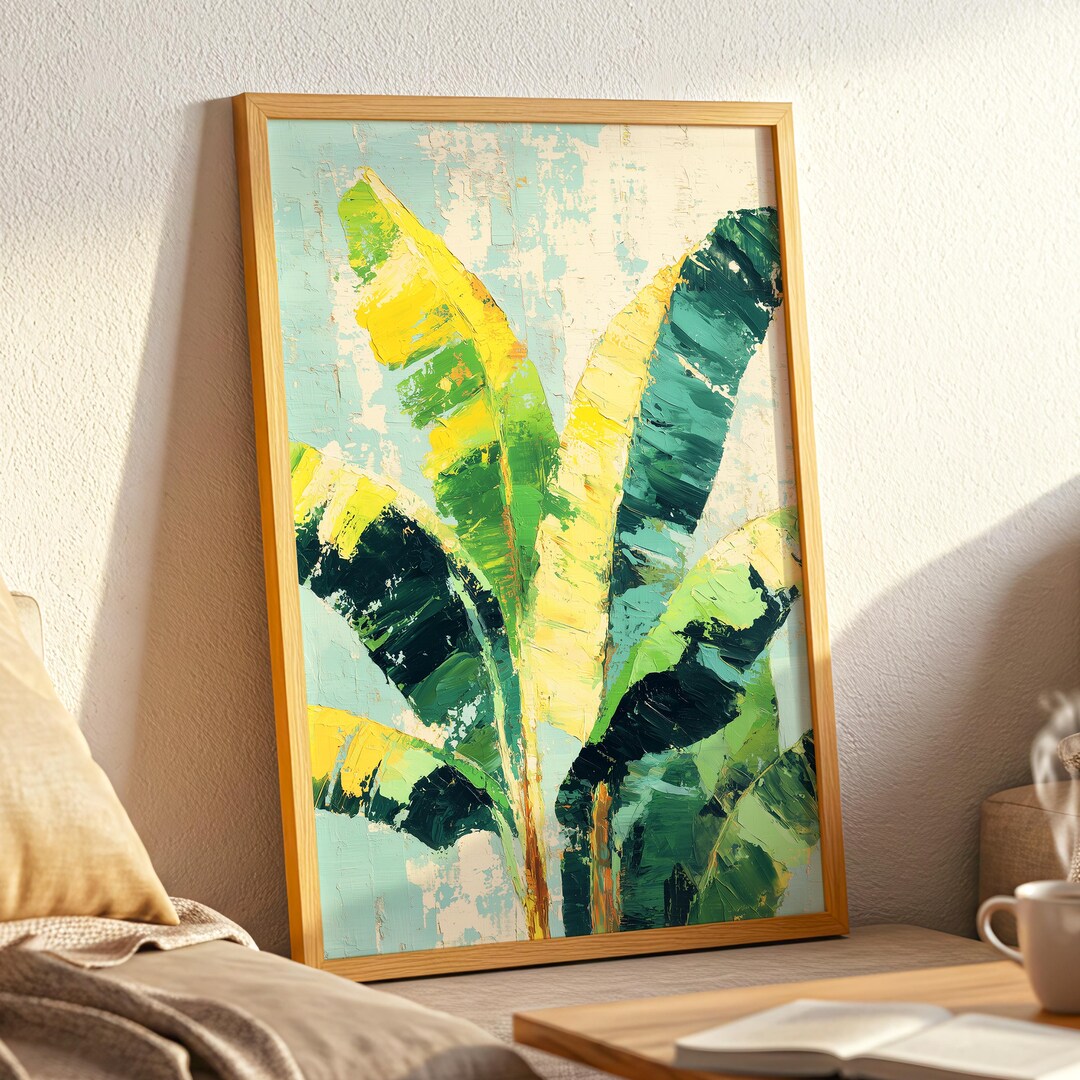 Palm Tree Wall Art · Tropical Abstract Print · Green Botanical Brush ...