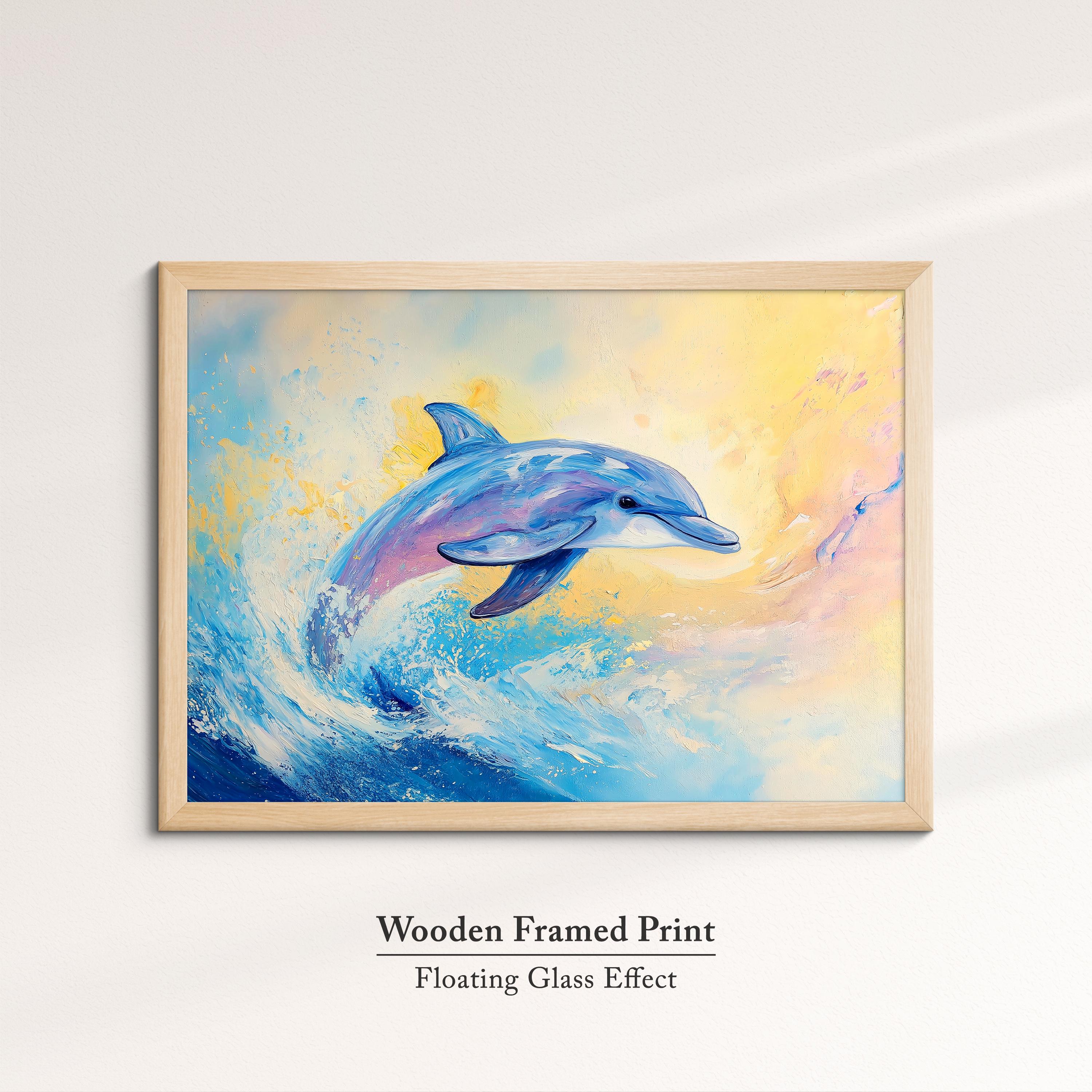 Dolphin Abstract Oil Painting Framed Print & Framed Canvas Large Sizes ...