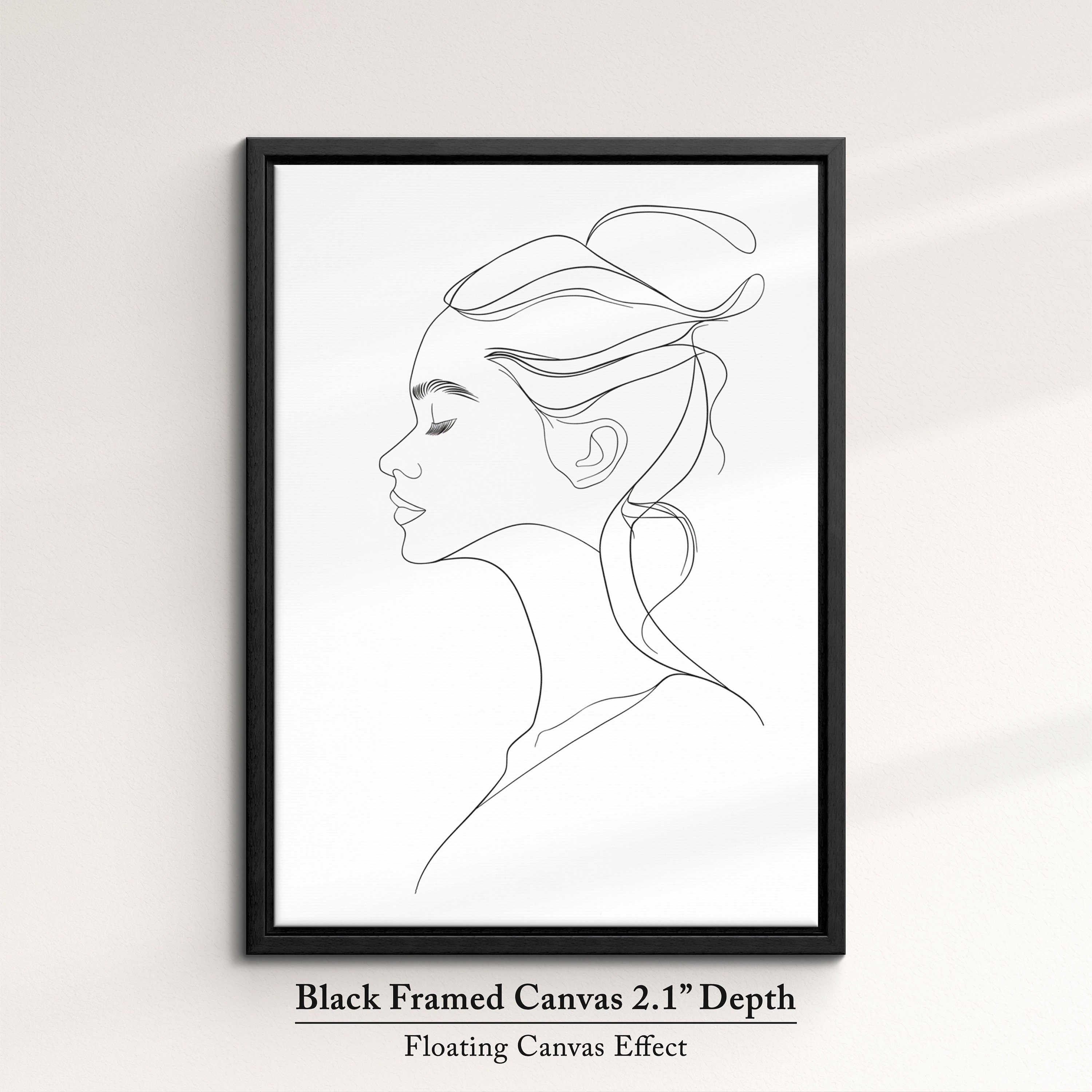 Minimalist Woman Face Line Art Framed Print & Framed Canvas Female Wall ...