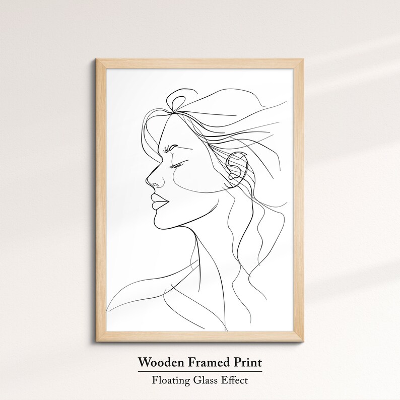 Minimalist Woman Face Line Art Framed Print & Framed Canvas Female Wall ...