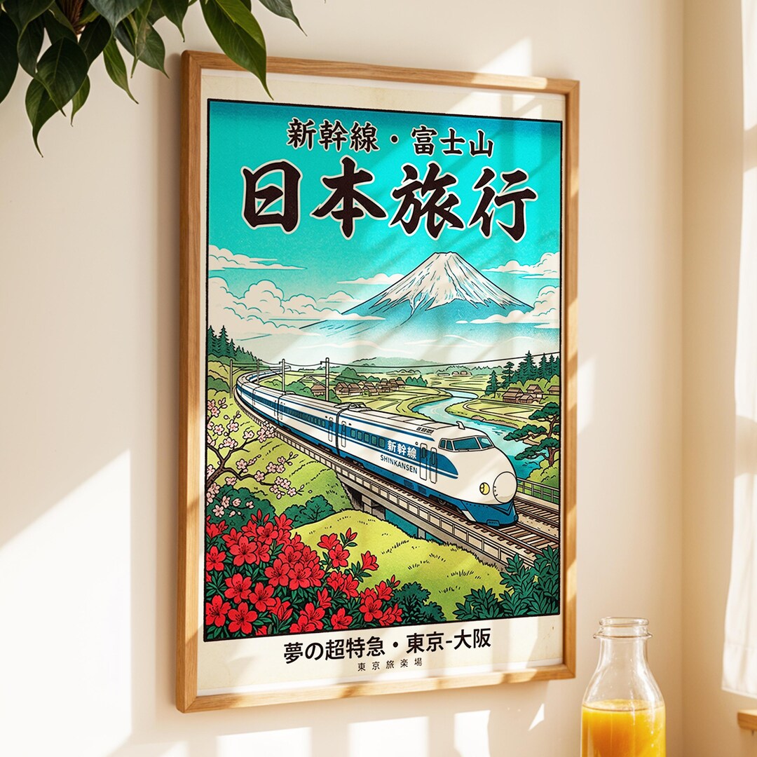 Japanese Shinkansen Fuji Travel Poster Print – Vintage Train Art ...