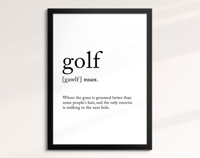 Golf Definition Dictionary Funny Sports Quote Minimalist Framed Print & Framed Canvas Wall Art Poster Home Decor Interior Golf Gift