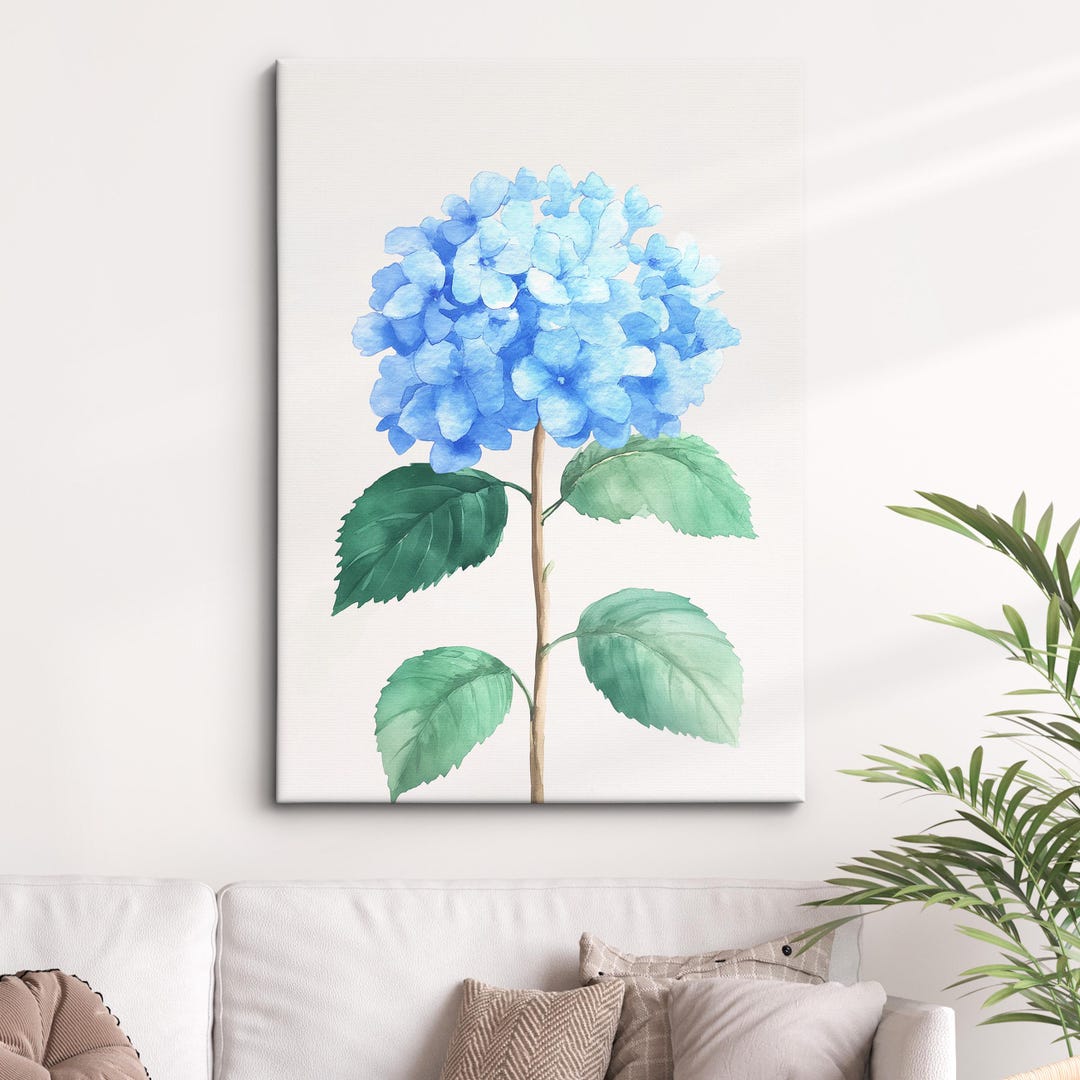 Blue Hydrangea Wall Art Print · Watercolor Botanical Floral ...