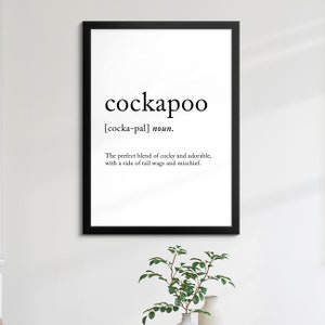 Cockapoo Funny Definition Dictionary Quote Minimalist Framed Print ...