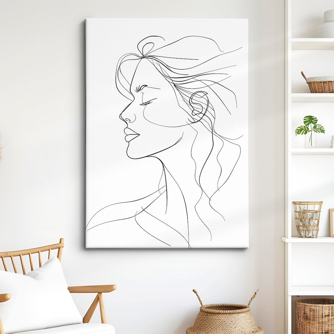 Minimalist Woman Face Line Art Framed Print & Framed Canvas Female Wall ...