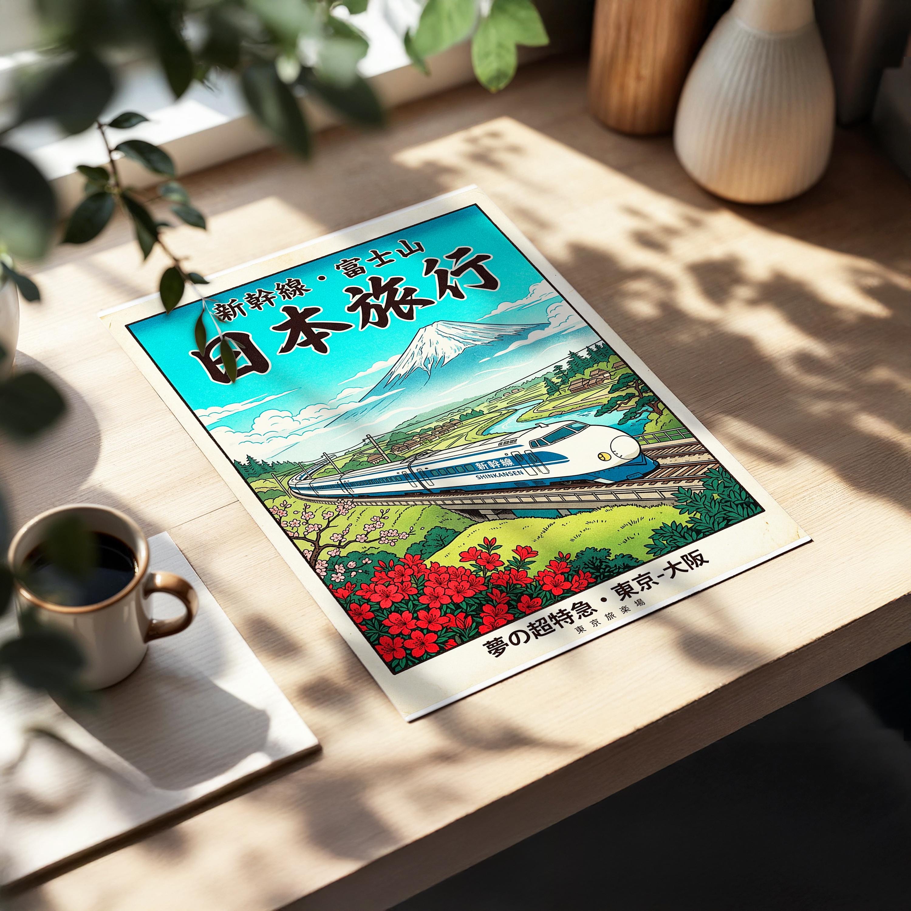 Japanese Shinkansen Fuji Travel Poster Print – Vintage Train Art ...