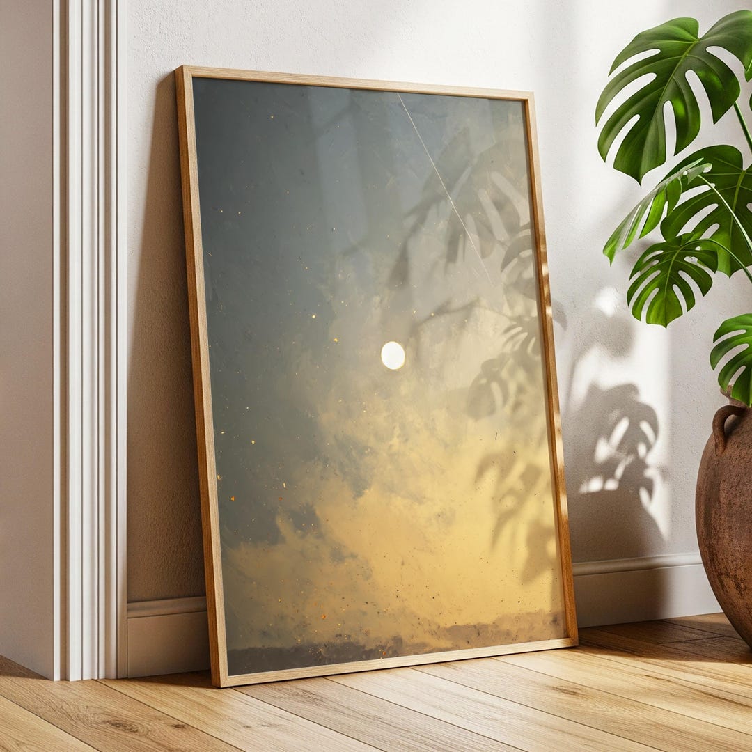 Golden Night Sky Wall Art · Minimalist Moon Painting · Abstract ...