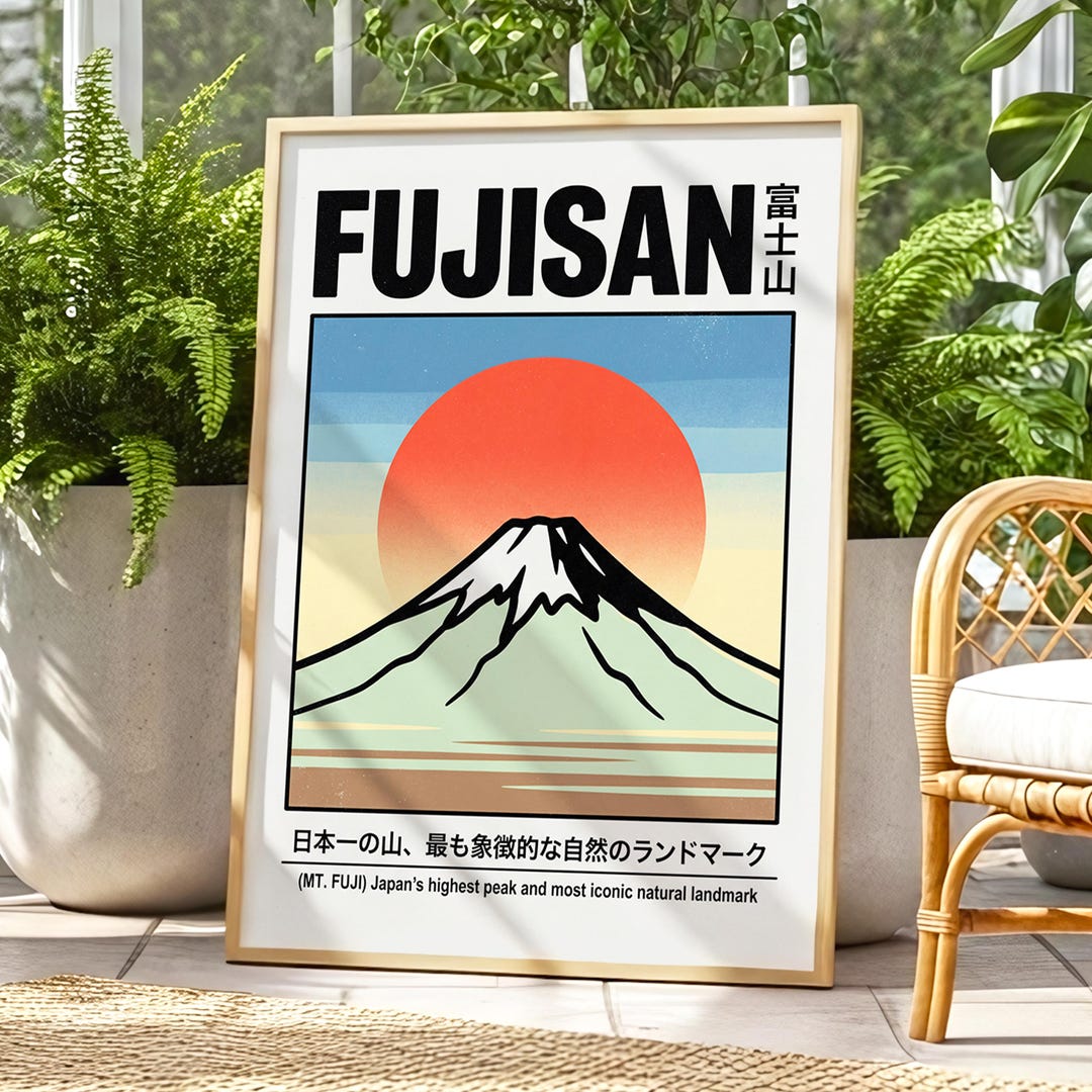 Mount Fuji Wall Art Print, Japanese Sunrise Poster, Minimal Japan ...