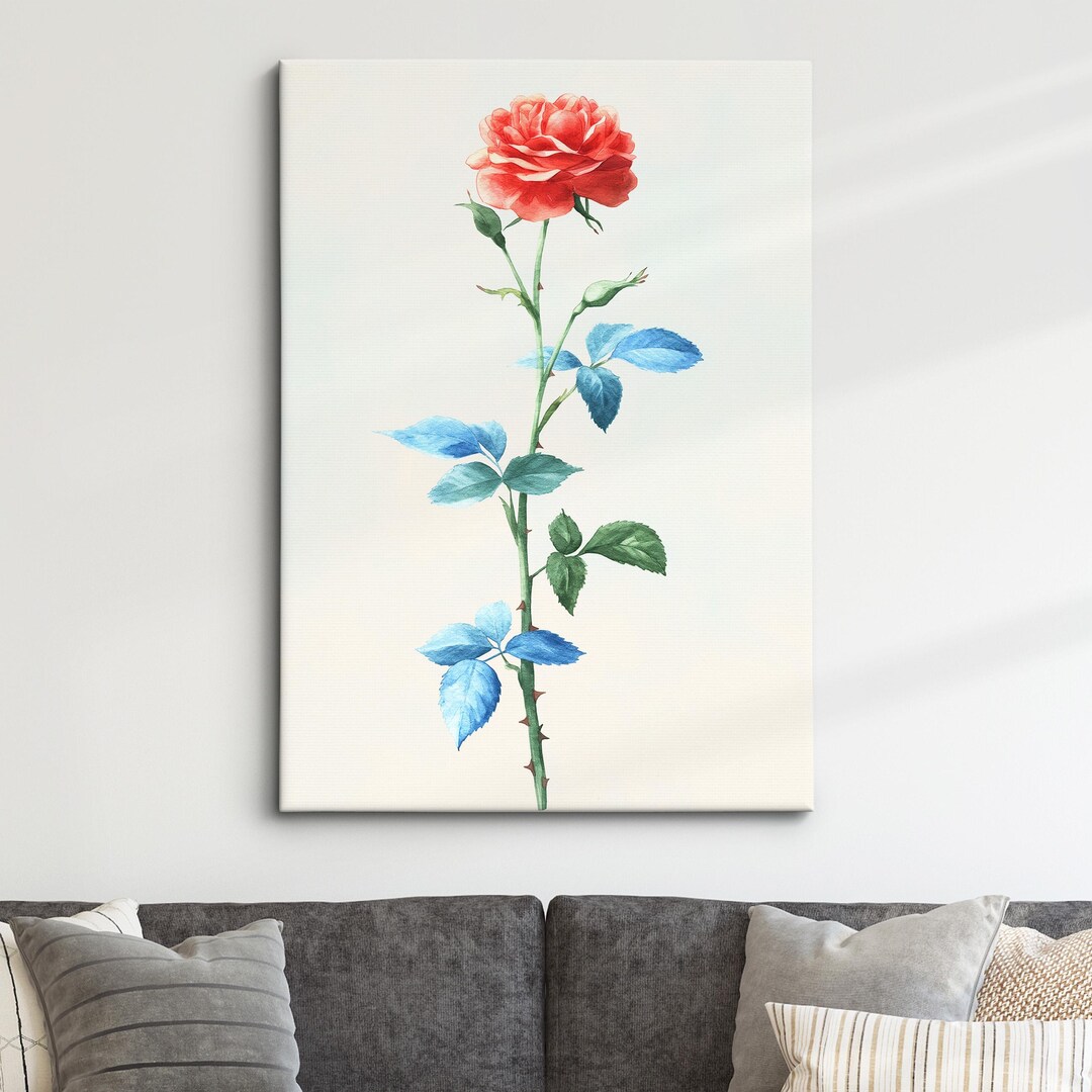 Watercolor Rose Wall Art Print · Red Rose Botanical · Minimalist Floral ...