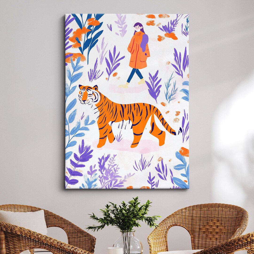 Bold Tiger Canvas Art - Jungle Safari Wall Decor - Vibrant Animal Print ...