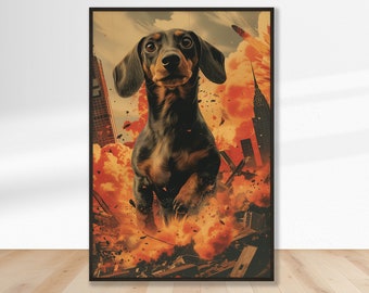 Dachshund Digital Art Download | Pet Lover Art | Funny Pet Portrait | Instant Download Wall Art | Gift for Pet Owners