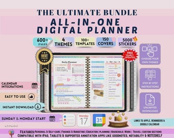 2025 2026 2027 Digital Planner All-in-One Planner for iPad Android Goodnotes Templates Notability Planner Daily Weekly Journal Planners